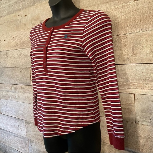 U.S. Polo Assn. women’s red‎ & white striped long-sleeved top  in size large - Picture 2 of 9